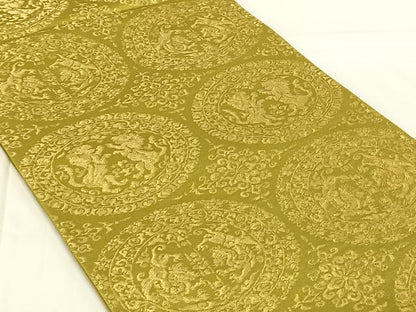 平和屋着物◎六通柄袋帯　鳥獣丸文　金糸　正絹　逸品　AABN2539dk