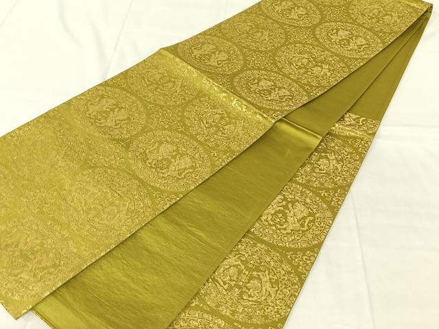 平和屋着物◎六通柄袋帯　鳥獣丸文　金糸　正絹　逸品　AABN2539dk