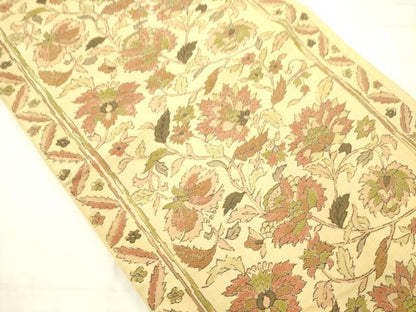 平和屋着物◎六通柄袋帯　更紗花文　正絹　逸品　AABN2568ps