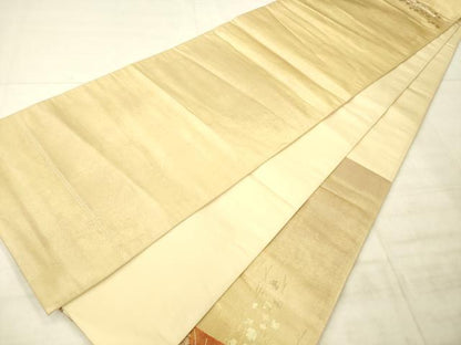 平和屋着物◎太鼓柄袋帯　色紙重ね花文　金彩　正絹　逸品　AABN2570ps