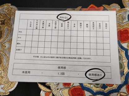平和屋着物◎六通柄袋帯　唐織　正倉院花文　黒地　金銀糸　正絹　逸品　AABN2571ps