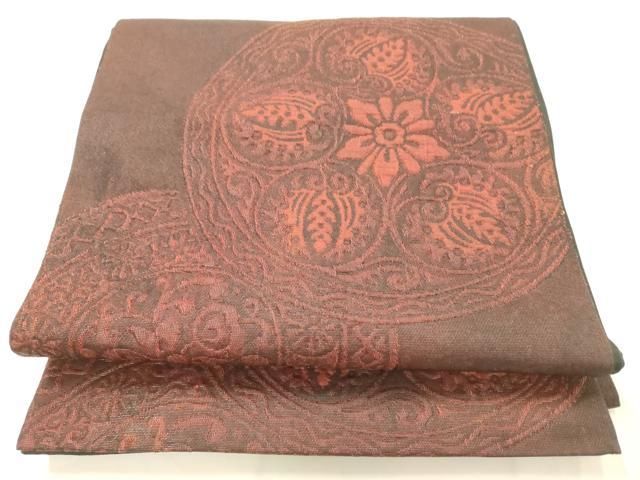 平和屋着物◎六通柄袋帯　ふくれ織　花丸文　正絹　逸品　AABN2579ps