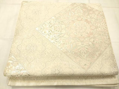 平和屋着物◎六通柄袋帯　天井花文　銀糸　正絹　逸品　AABN2590ps