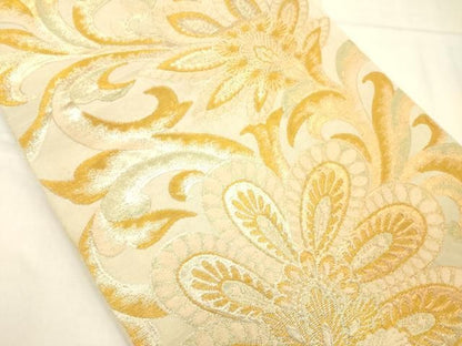 平和屋着物◎六通柄袋帯　更紗花文　金糸　正絹　逸品　AABN2591ps