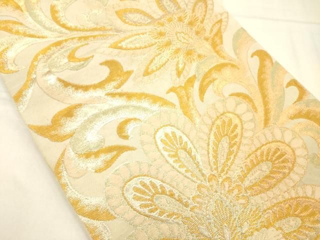 平和屋着物◎六通柄袋帯　更紗花文　金糸　正絹　逸品　AABN2591ps