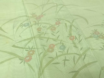 平和屋着物▽訪問着　無双　紗袷　紗×絽　草花文　銀彩　正絹　逸品　AABN2729jh