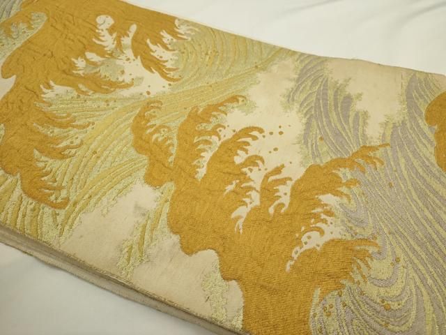 平和屋着物◎太鼓柄京袋帯　立波文　金糸　正絹　逸品　AABN2783ps
