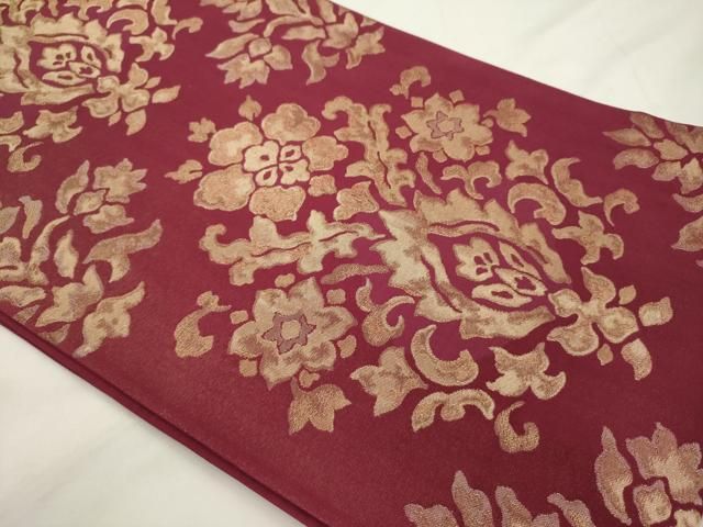 平和屋着物◎六通柄京袋帯　更紗花文　金糸　正絹　逸品　AABN2789ps