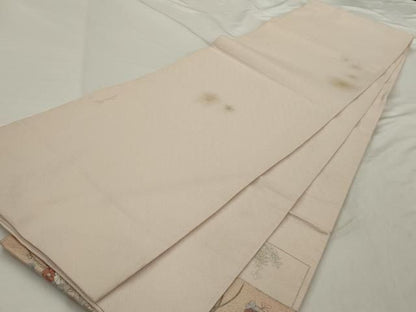 平和屋着物◎太鼓柄袋帯　駒刺繍　色紙重ね花文　金銀糸　金彩　正絹　逸品　AABN2795ps