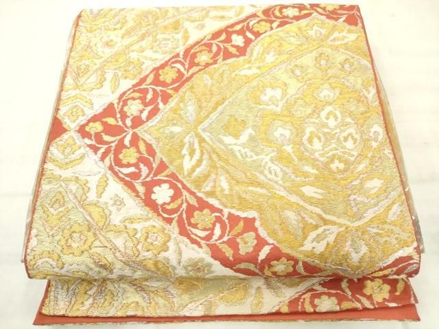 平和屋着物◎六通柄　京本袋帯　花菱文　金銀糸　三越扱い　正絹　逸品　AABN2816ps