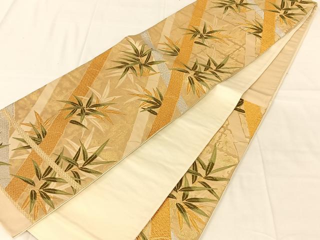 平和屋着物◎六通柄袋帯　唐織　笹竹文　金糸　正絹　逸品　AABN2859dk