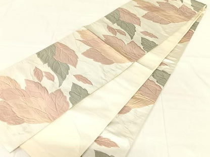 平和屋着物◎全通柄袋帯　枝花文　正絹　逸品　AABN2891dk