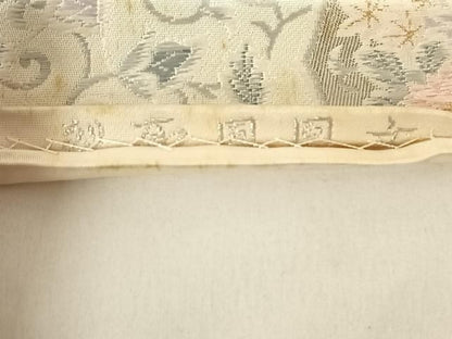 平和屋着物◎六通柄袋帯　唐織　プラチナ箔　裂取鳳凰文　正絹　逸品　AABN2899dk