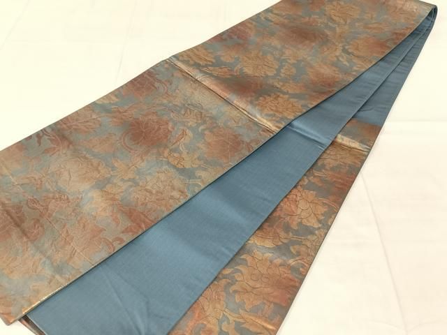 平和屋着物◎六通柄袋帯　更紗花文　金糸　正絹　逸品　AABN2900dk