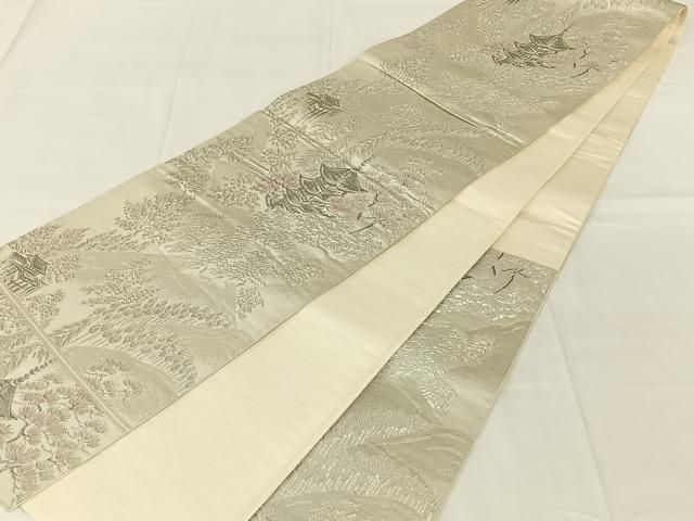 平和屋着物◎六通柄袋帯　京風景文　金銀糸　正絹　逸品　AABN2904dk