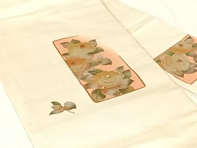 平和屋着物◎九寸名古屋帯　螺鈿　椿　金銀彩　正絹　逸品　AABN2911dk