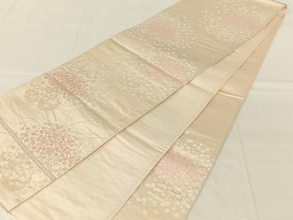 平和屋着物◎六通柄袋帯　唐織　花車文　銀糸　正絹　逸品　AABN2918dk