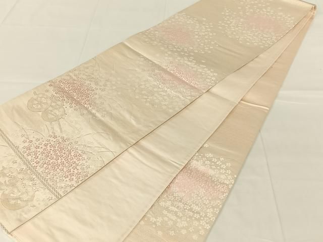平和屋着物◎六通柄袋帯　唐織　花車文　銀糸　正絹　逸品　AABN2918dk