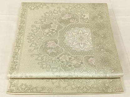 平和屋着物◎六通柄袋帯　九百紋織錦　プラチナ箔　正絹　逸品　AABN2919dk