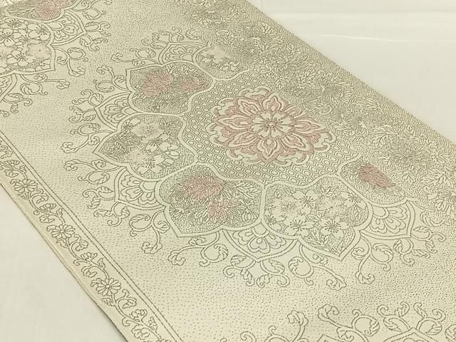 平和屋着物◎六通柄袋帯　九百紋織錦　プラチナ箔　正絹　逸品　AABN2919dk