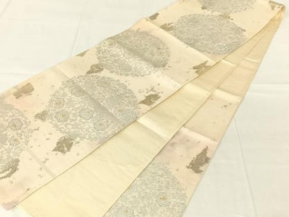 平和屋着物◎六通柄袋帯　花唐草文　金銀糸　正絹　逸品　AABN2920dk