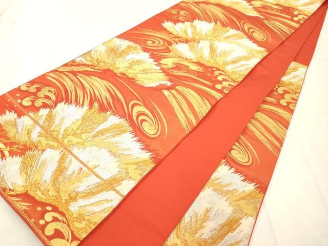 平和屋着物◎六通柄袋帯　立波松葉文　金銀糸　正絹　逸品　AABN2930ps