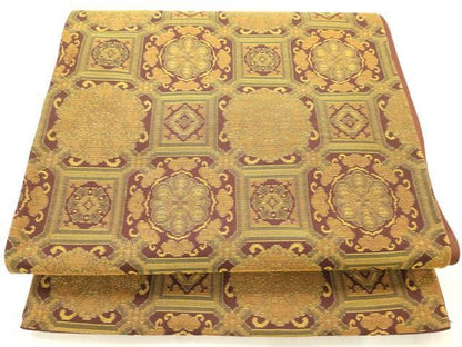 平和屋着物◎六通柄袋帯　天井花文　正絹　逸品　AABN2931ps