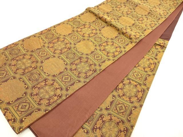 平和屋着物◎六通柄袋帯　天井花文　正絹　逸品　AABN2931ps
