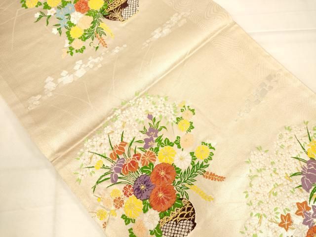平和屋着物◎六通柄袋帯　唐織　飾花文　金銀糸　正絹　逸品　AABN2959ps