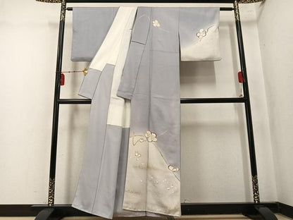 平和屋着物●訪問着　梅文　暈し染め　金彩　正絹　逸品　AABN2963ph