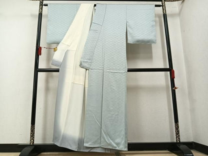平和屋着物●上質な色無地　菱地紋　蕎麦切色　正絹　逸品　AABN2966ph