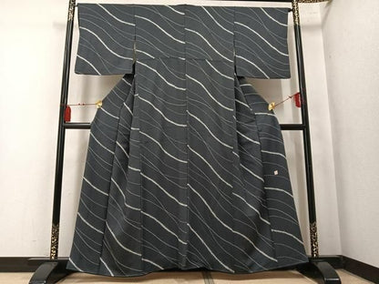 平和屋着物●上質な小紋　作家物　絞り　流水花文　正絹　逸品　AABN2967ph