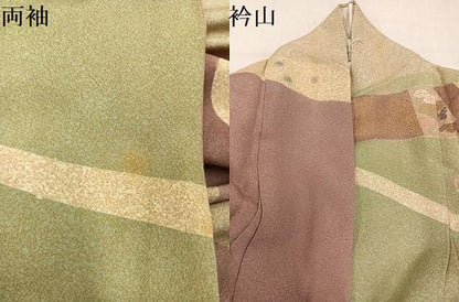 平和屋着物●京友禅の第一人者　松井青々　訪問着　花蝶舞扇文　金銀彩　正絹　逸品　AABN2968ph