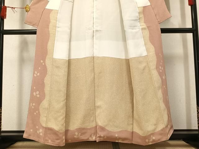 平和屋着物●京友禅の第一人者　松井青々　訪問着　花蝶舞扇文　金銀彩　正絹　逸品　AABN2968ph