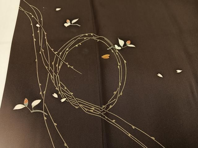 平和屋着物●訪問着　駒刺繍　枝花文　暈し染め　金彩　正絹　逸品　AABN2971ph