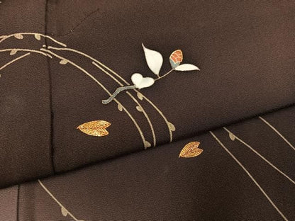 平和屋着物●訪問着　駒刺繍　枝花文　暈し染め　金彩　正絹　逸品　AABN2971ph
