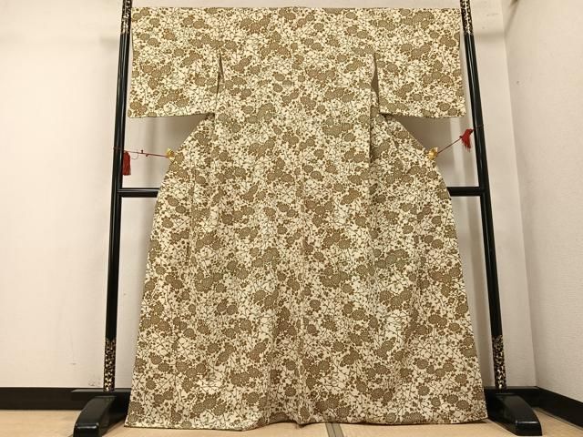 平和屋着物●上質な小紋　枝花文　正絹　逸品　AABN2976ph