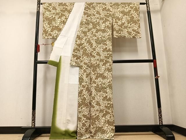 平和屋着物●上質な小紋　枝花文　正絹　逸品　AABN2976ph