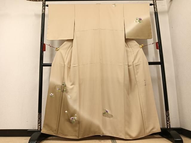平和屋着物●西陣　京の名門　じゅらく謹製　帝王紫(古代帝王紫)　訪問着　刺繍　枝花文　暈し染め　金彩　正絹　逸品　AABN2977ph