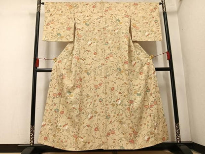 平和屋着物●上質な小紋　枝花文　金彩　正絹　逸品　未使用　AABN2979ph