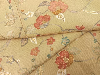 平和屋着物●上質な小紋　枝花文　金彩　正絹　逸品　未使用　AABN2979ph