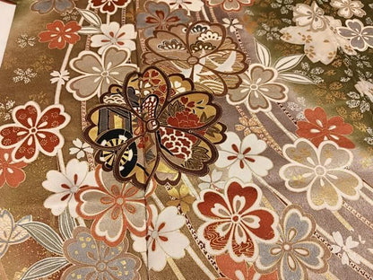 平和屋着物●豪華振袖　御所車花文　暈し染め　金彩　正絹　逸品　AABN2980ph