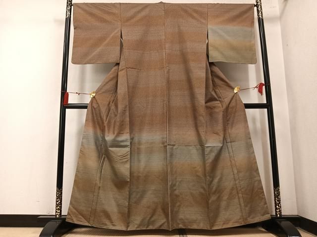 平和屋着物●石川県指定無形文化財　牛首紬　白山工房　手織り　訪問着　横段霞文　暈し染め　正絹　逸品　未使用　AABN2983ph