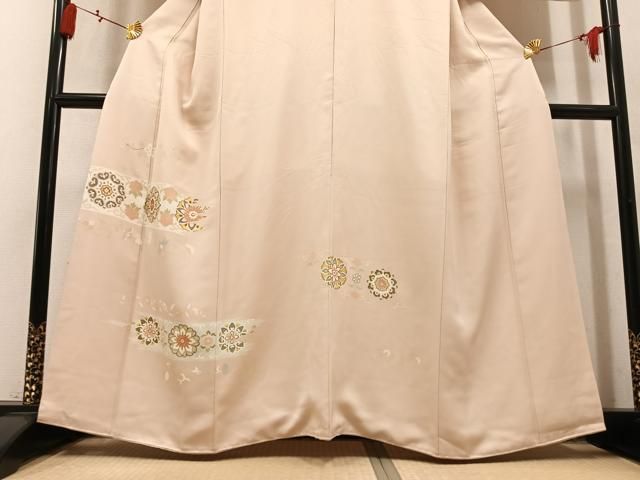 平和屋着物●訪問着　駒刺繍　花唐草文　金彩　三越扱い　正絹　逸品　AABN2990ph