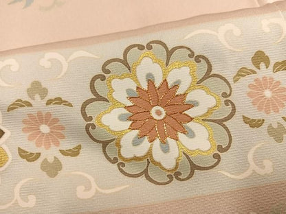 平和屋着物●訪問着　駒刺繍　花唐草文　金彩　三越扱い　正絹　逸品　AABN2990ph