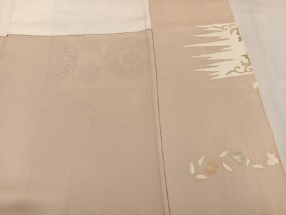 平和屋着物●訪問着　駒刺繍　花唐草文　金彩　三越扱い　正絹　逸品　AABN2990ph