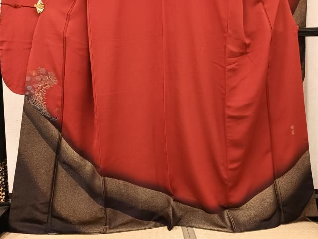 平和屋着物●世界的ファッションデザイナー　山本寛斎　kansaiブランド　振袖　孔雀花文　暈し染め　金糸　正絹　逸品　AABN2991ph