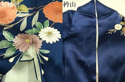 平和屋着物●豪華振袖　駒刺繍　花蝶文　暈し染め　金彩　正絹　逸品　AABN2995ph