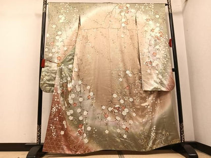 平和屋着物●豪華振袖　扇面花文　暈し染め　金銀彩　鈴乃屋扱い　正絹　逸品　AABN2997ph