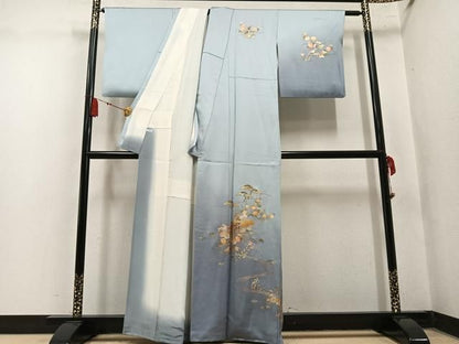 平和屋着物●金彩友禅　卓越技能者・名工・和田光正　訪問着　風景花文　暈し染め　金銀彩　正絹　逸品　AABN3000ph